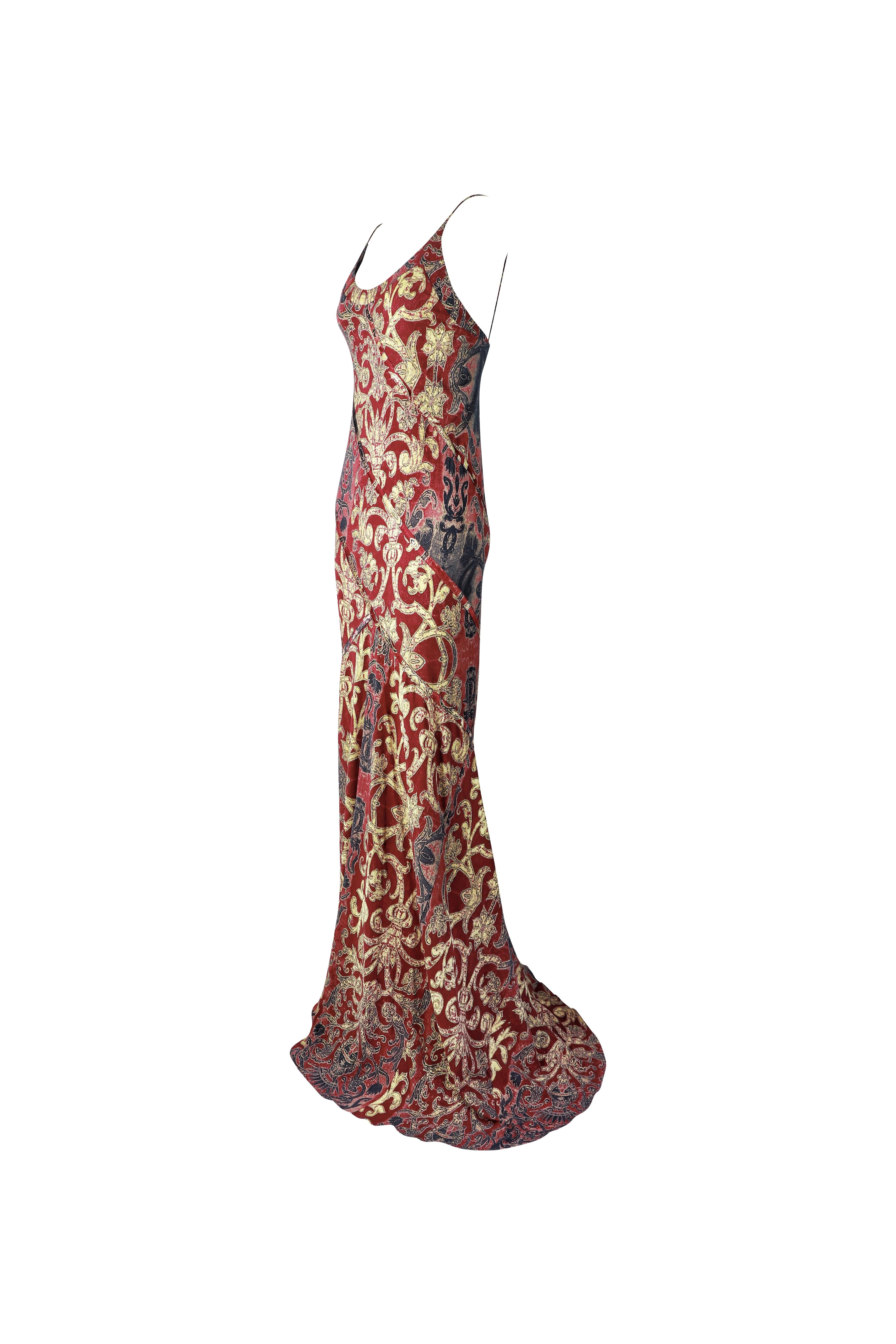 ROBERTO CAVALLI F/W 2004 Burgunder Barock besticktes Maxikleid Neu Mit Tags (Braun) im Angebot