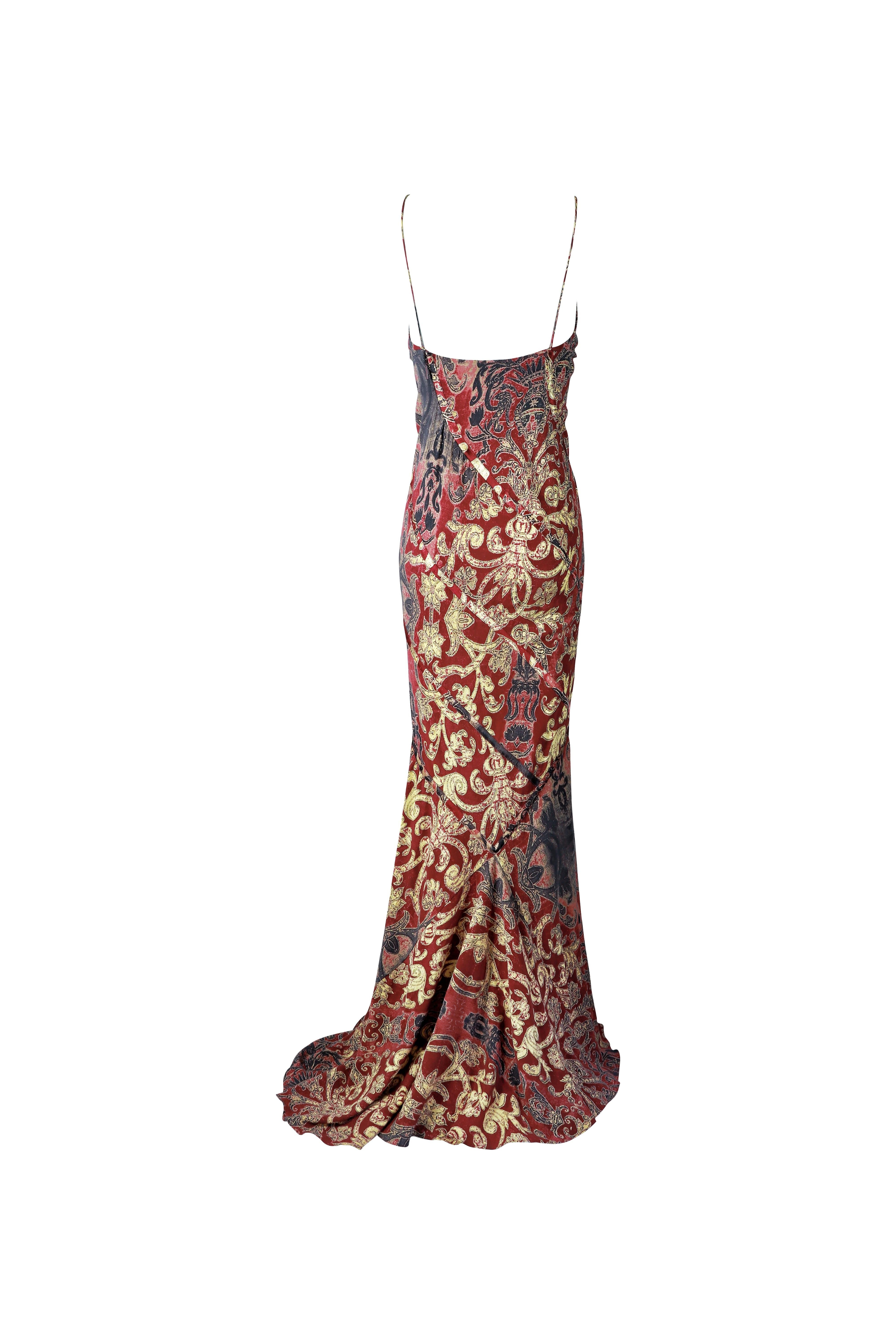ROBERTO CAVALLI F/W 2004 Burgunder Barock besticktes Maxikleid Neu Mit Tags Damen im Angebot