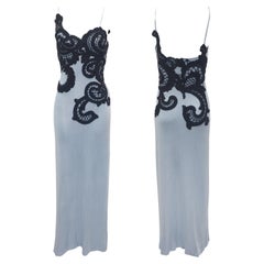 Thierry Mugler Abito in pizzo blu baby fine anni '90
