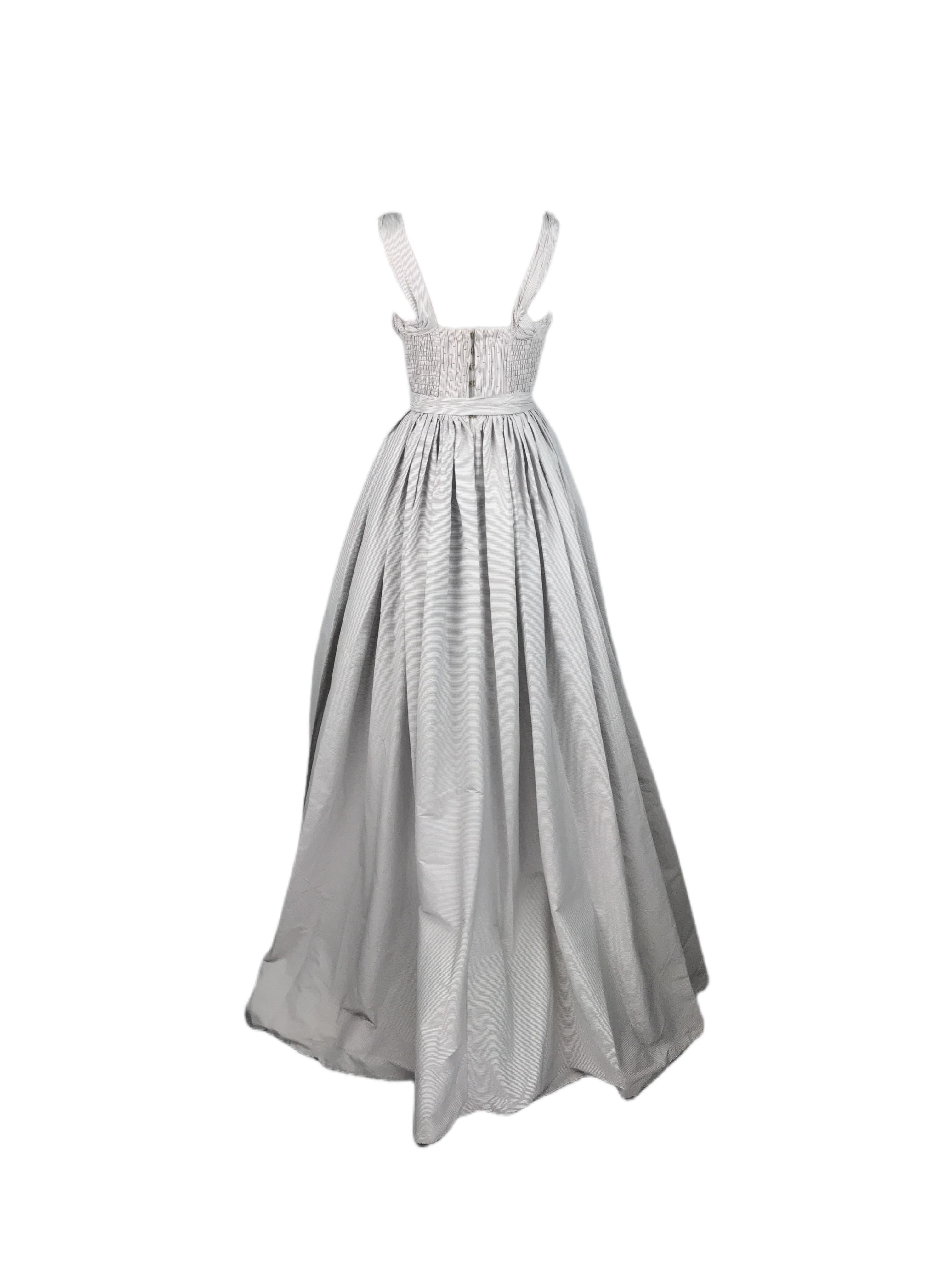 BOTTEGA VENETA S/s 2007 Elegantes gestreiftes Maxi-Abendkleid in ausgestellter Form Damen im Angebot