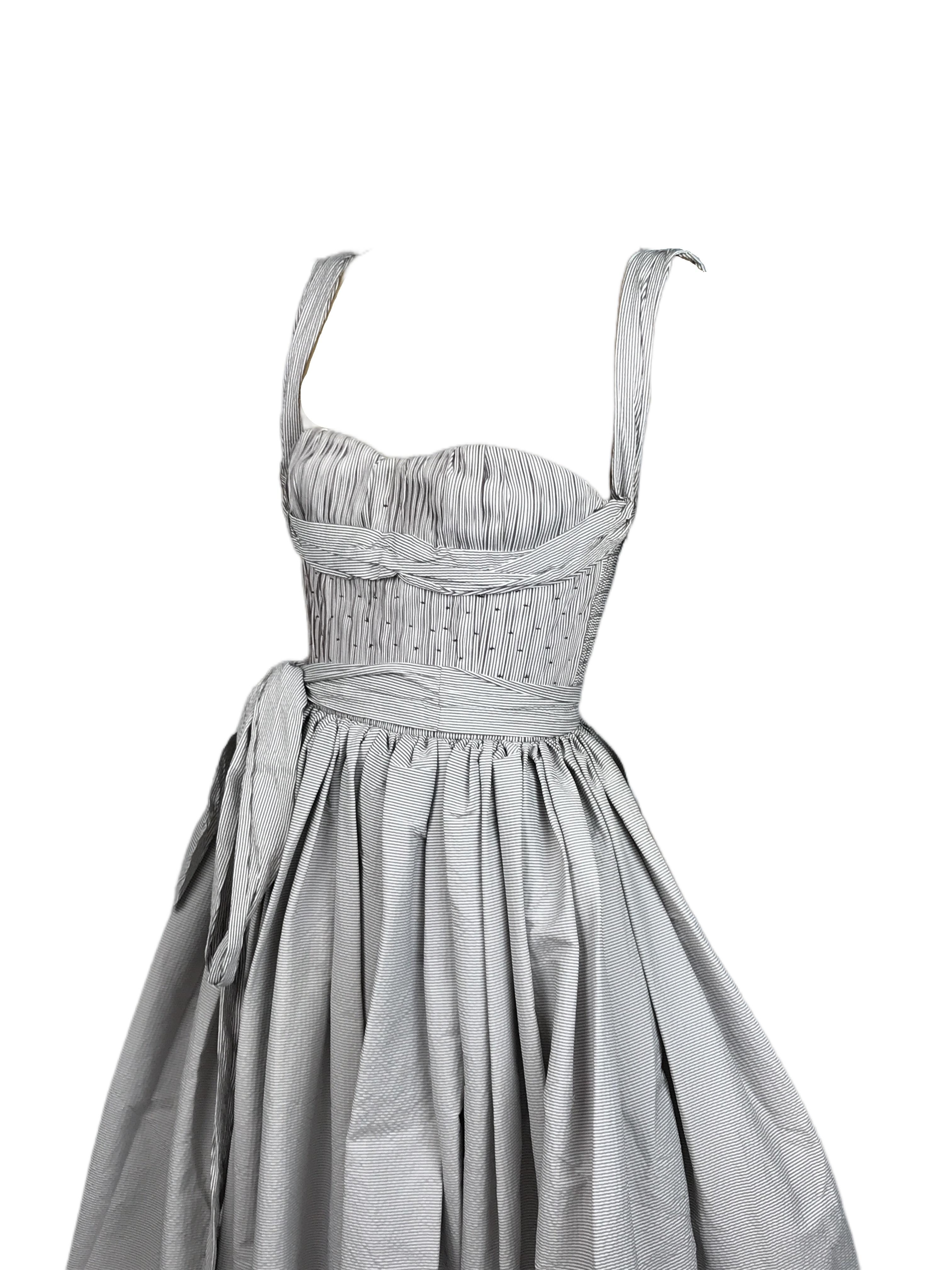 BOTTEGA VENETA S/s 2007 Elegantes gestreiftes Maxi-Abendkleid in ausgestellter Form im Angebot 1