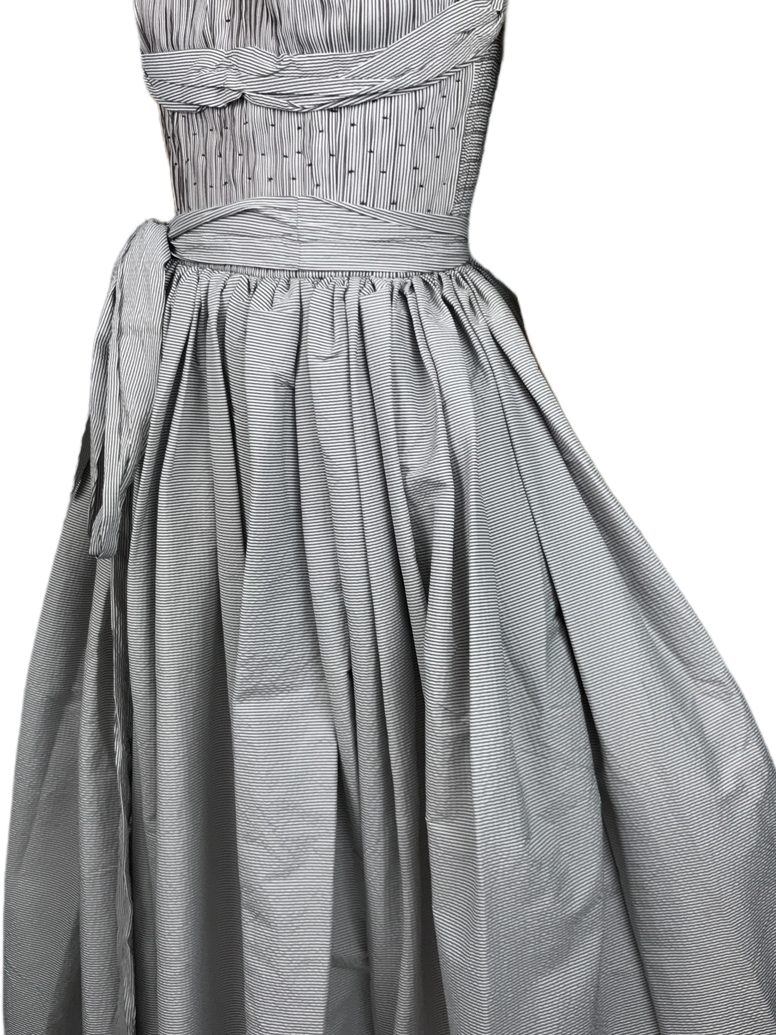 BOTTEGA VENETA S/s 2007 Elegantes gestreiftes Maxi-Abendkleid in ausgestellter Form im Angebot 6