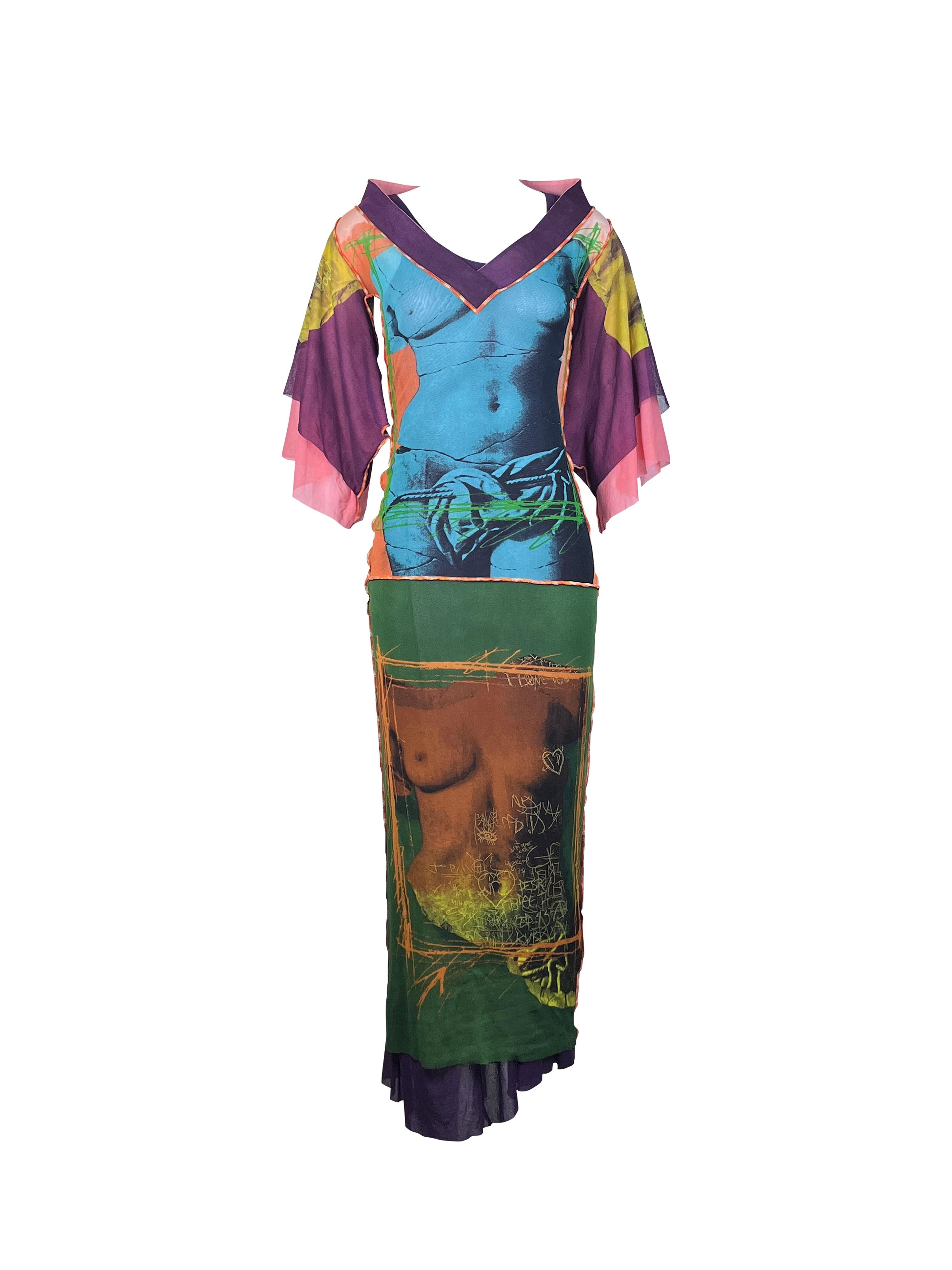 JEAN PAUL GAULTIER S/s 1999 Venus De Milo Kimono Maxi Mesh Kleid im Angebot 1