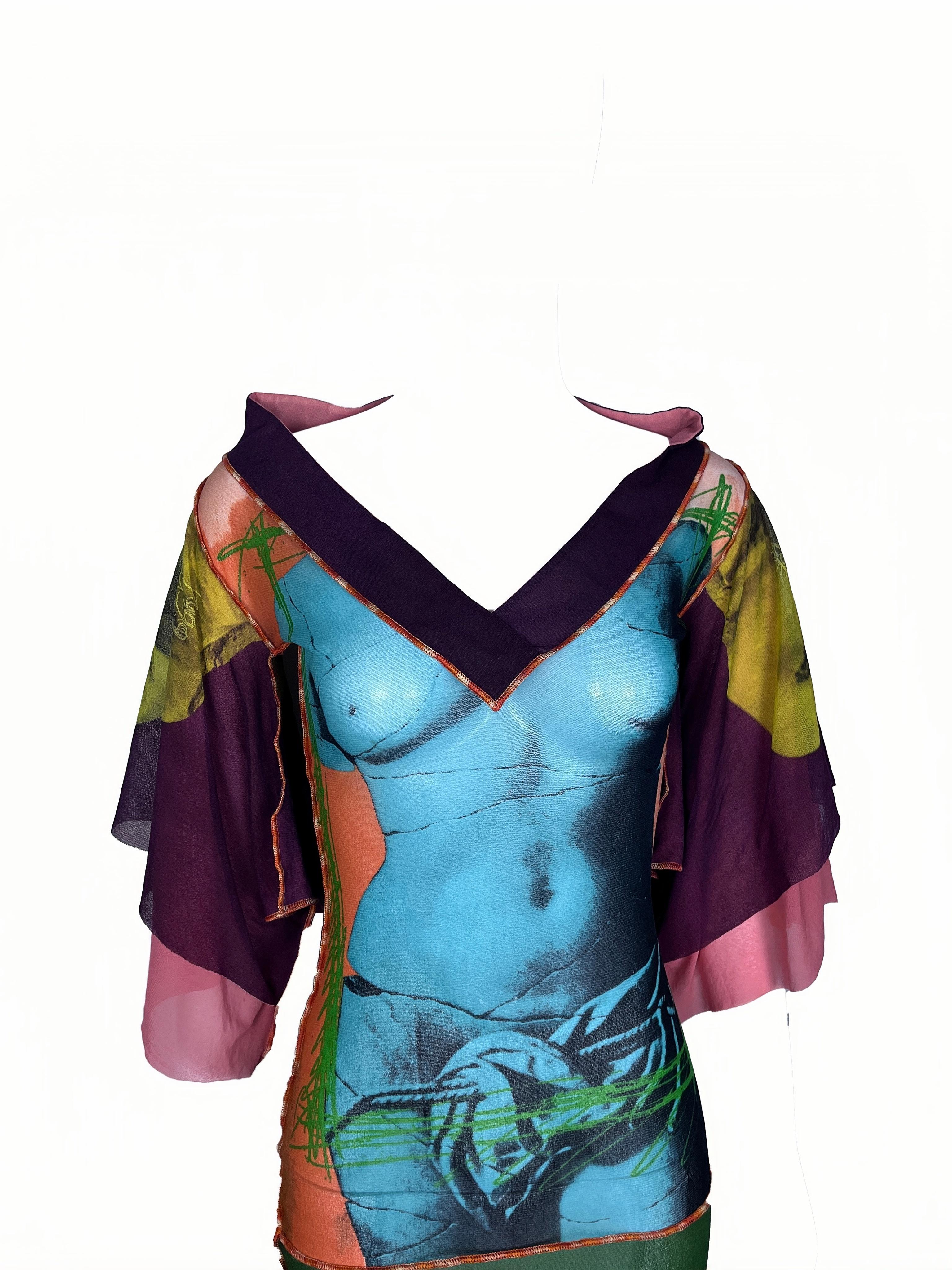JEAN PAUL GAULTIER S/s 1999 Venus De Milo Kimono Maxi Mesh Kleid im Angebot 2