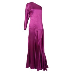YVES SAINT LAURENT By Tom Ford S/s 2008 Fuchsia One-Shoulder Satin Gown
