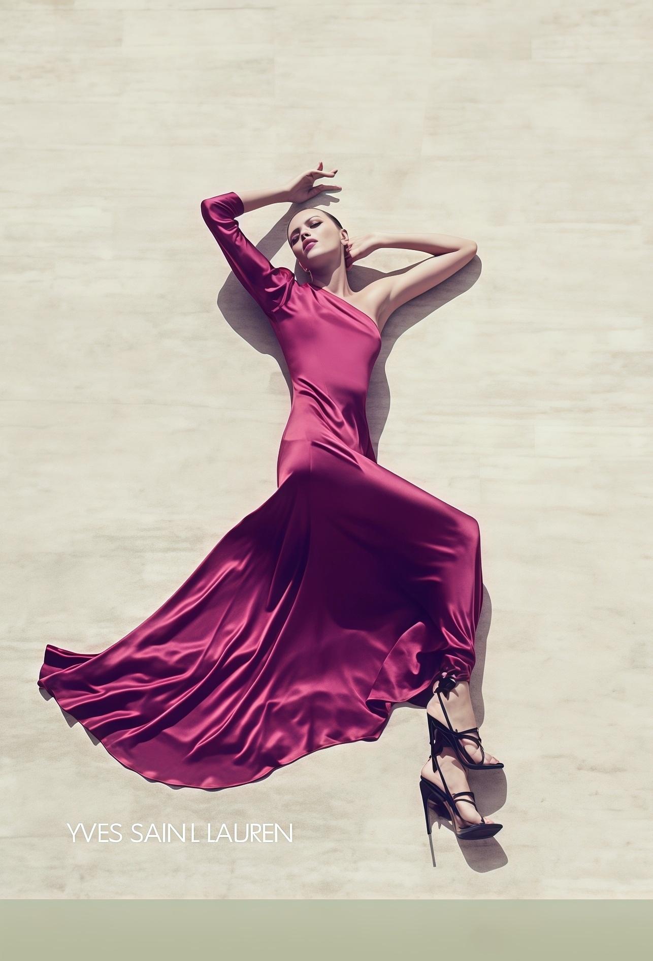 Robe en satin fuchsia à une épaule Yves Saint Laurent By Tom Ford S/s 2008 en vente 1