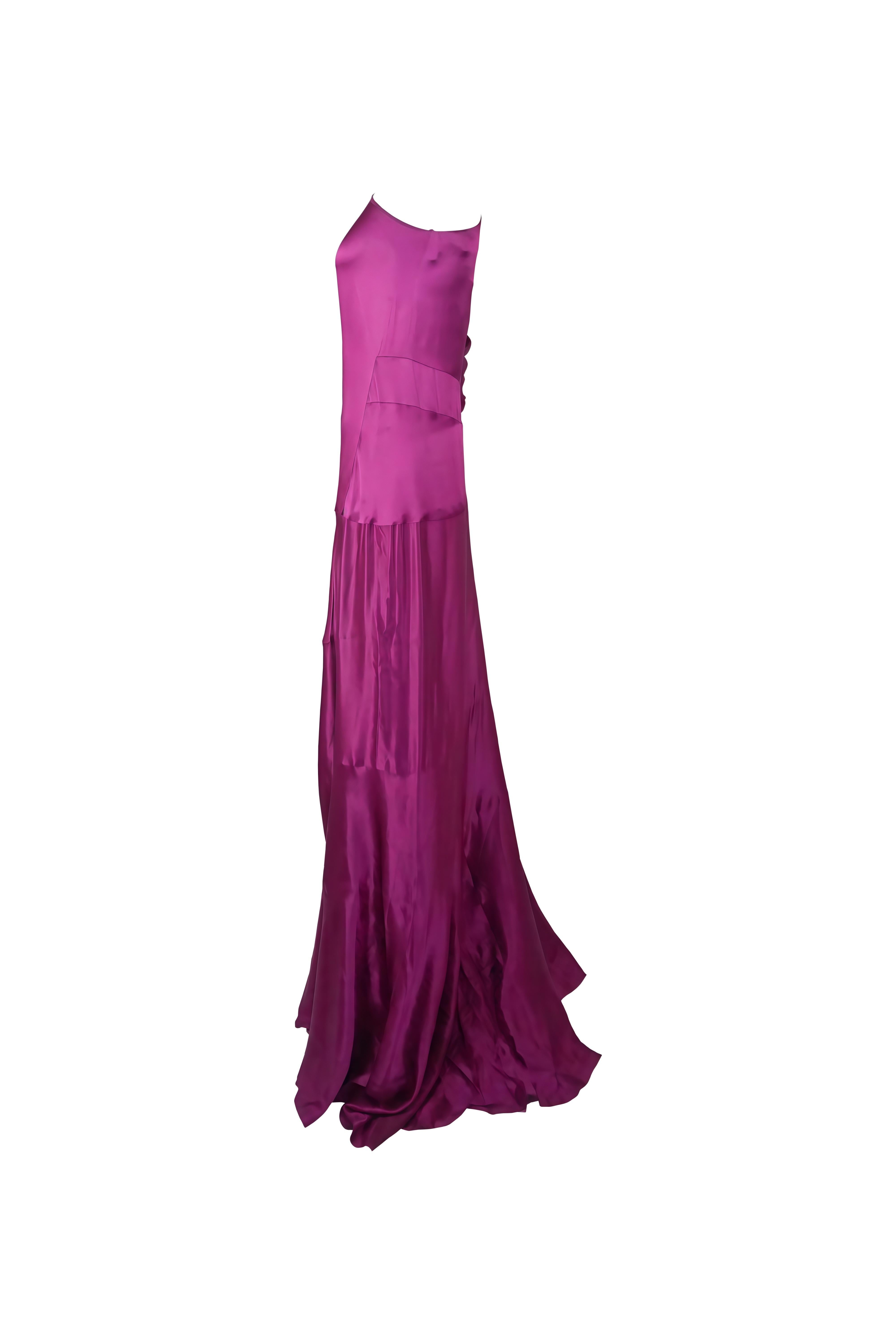 Robe en satin fuchsia à une épaule Yves Saint Laurent By Tom Ford S/s 2008 en vente 3