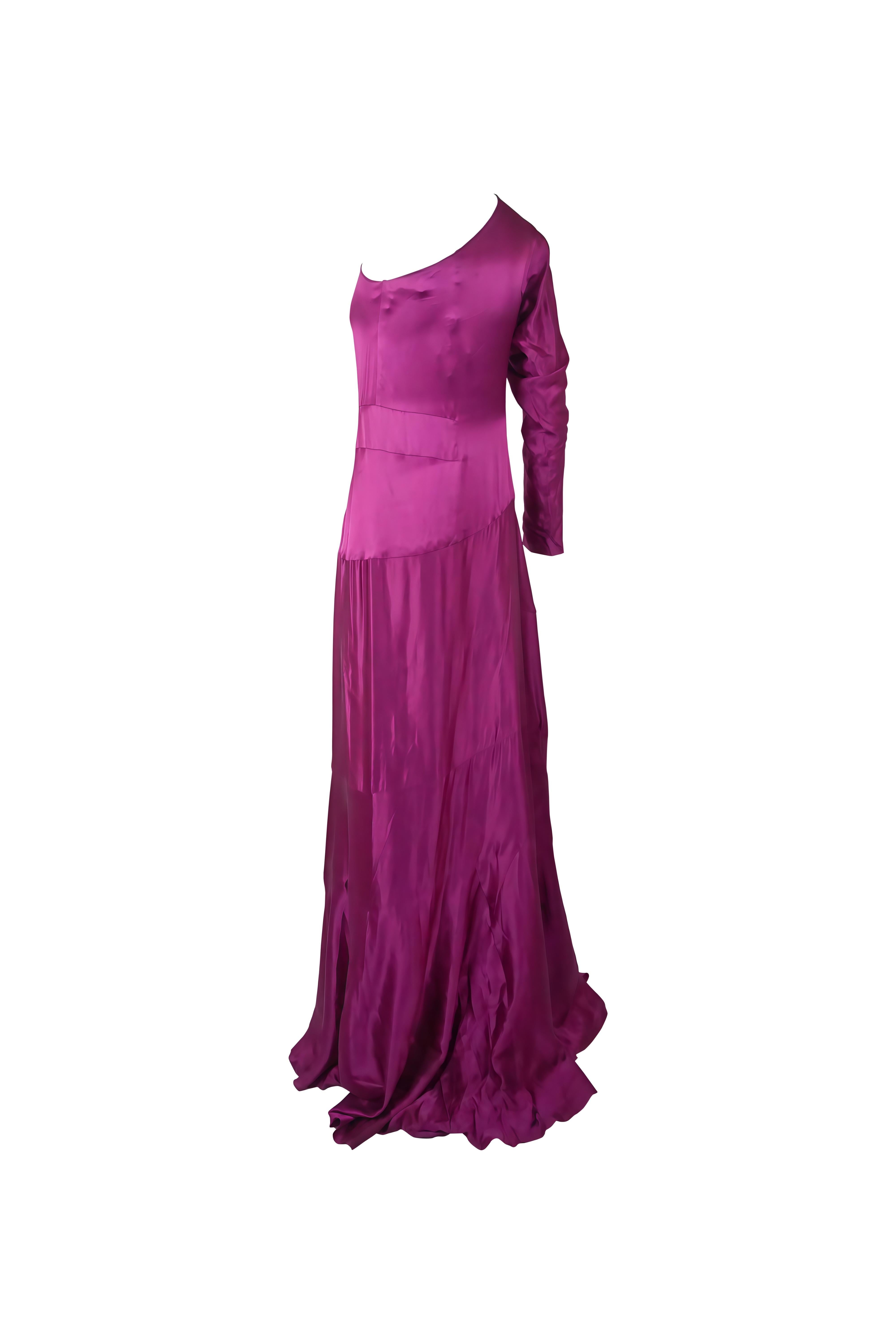 Robe en satin fuchsia à une épaule Yves Saint Laurent By Tom Ford S/s 2008 en vente 2