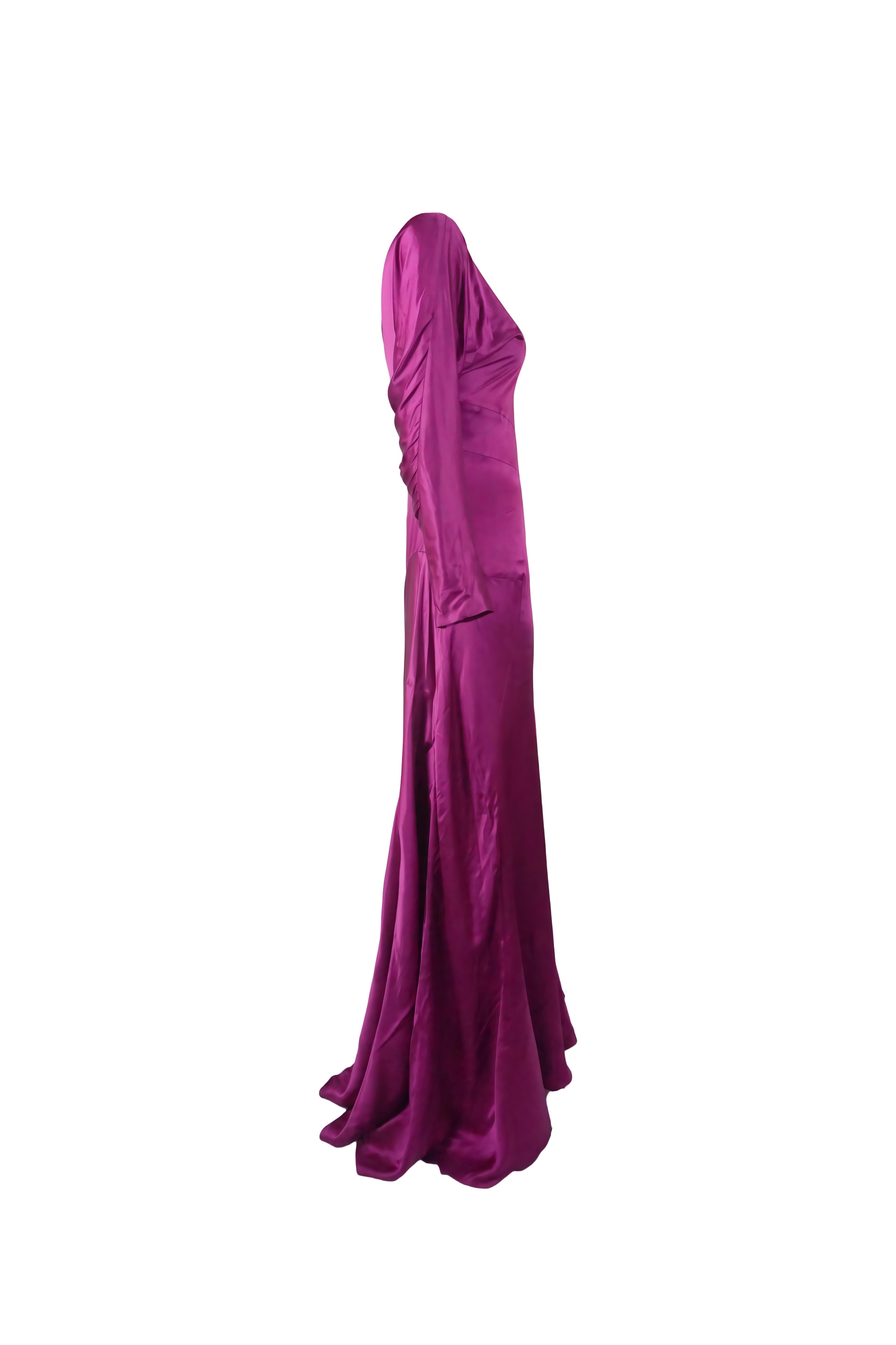 Robe en satin fuchsia à une épaule Yves Saint Laurent By Tom Ford S/s 2008 en vente 4