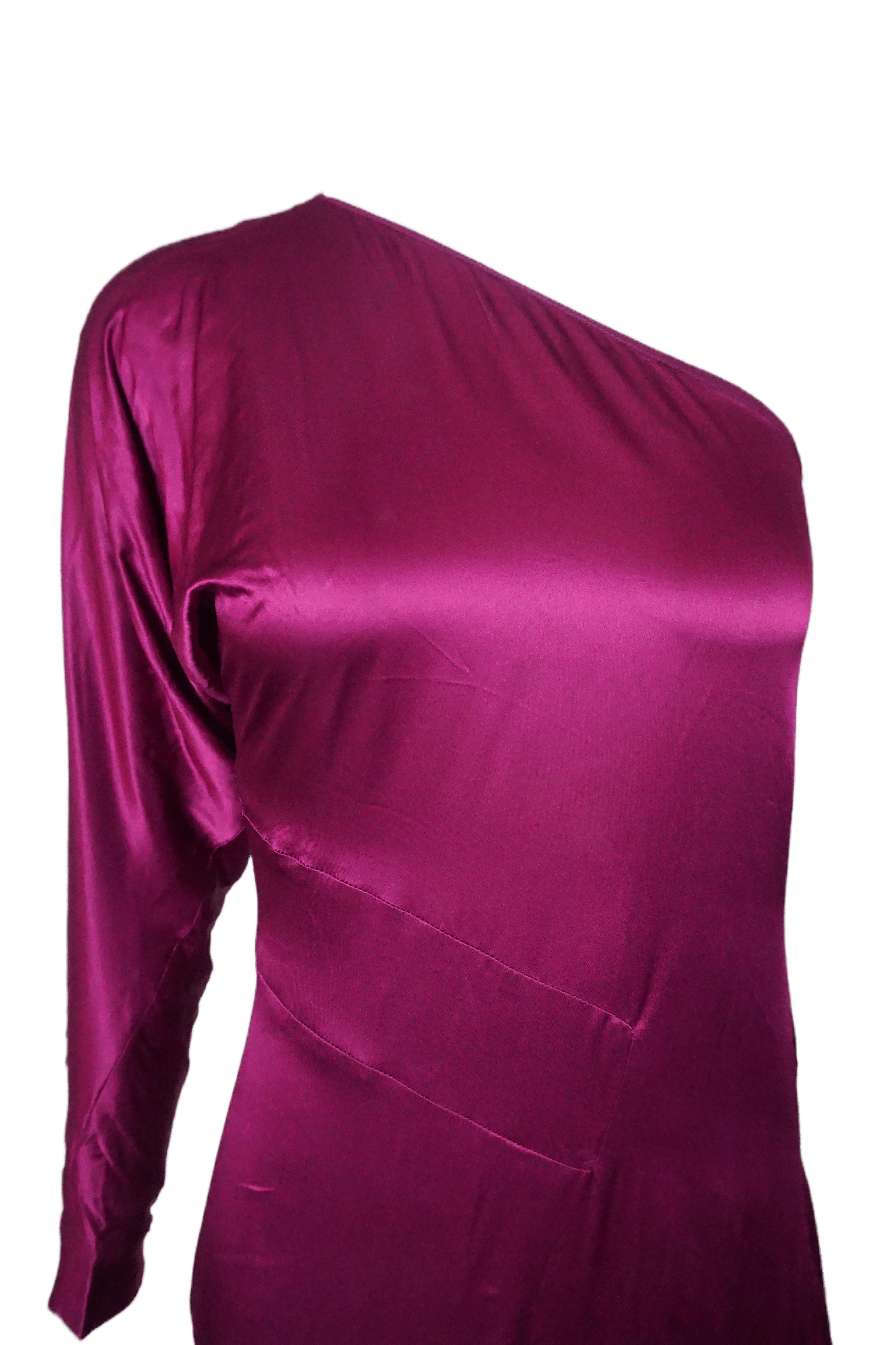 Robe en satin fuchsia à une épaule Yves Saint Laurent By Tom Ford S/s 2008 en vente 8