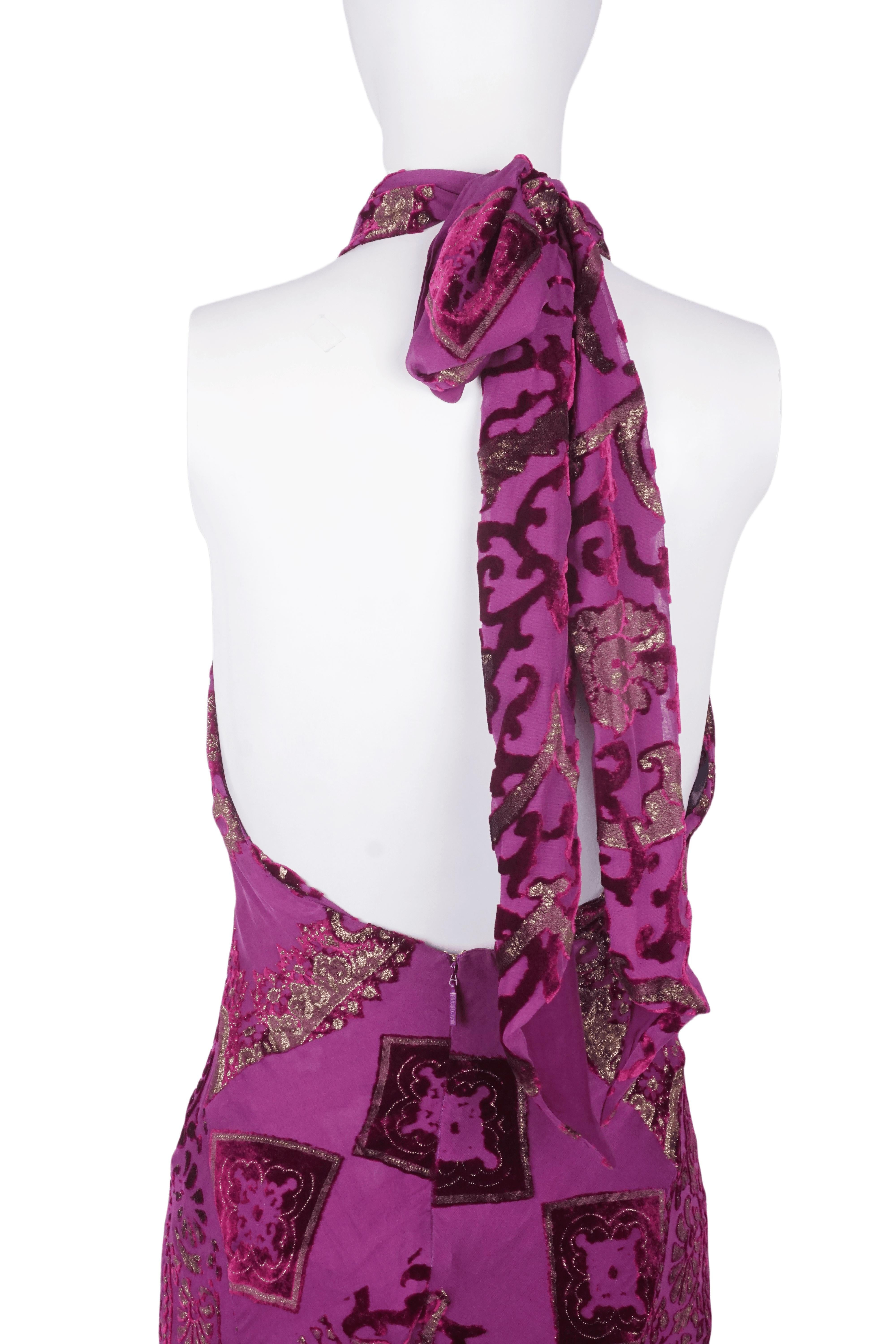 ROBERTO CAVALLI F/W 2004 Barock Lila Besticktes Neckholder Kleid NWT im Angebot 2