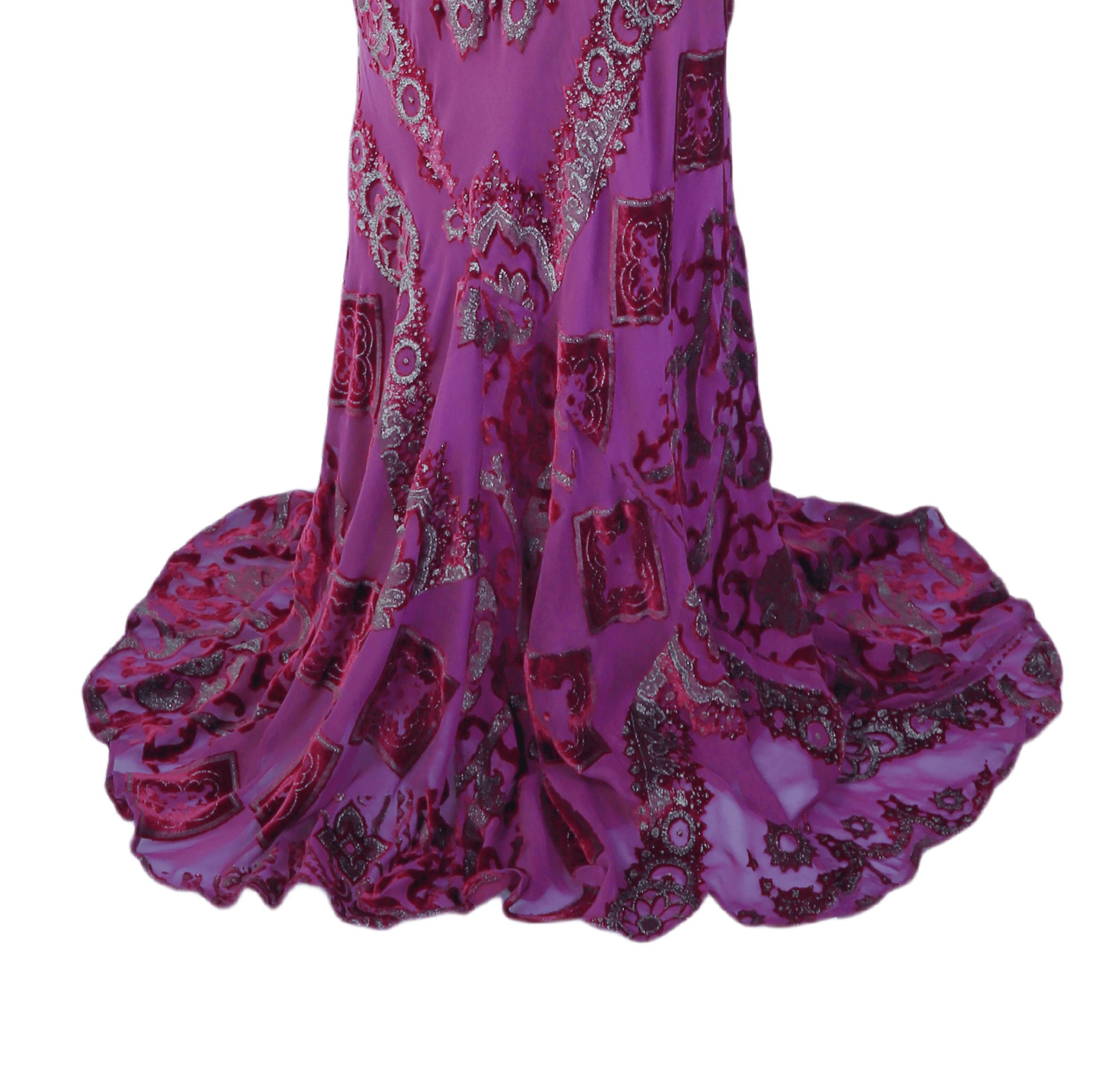 ROBERTO CAVALLI F/W 2004 Barock Lila Besticktes Neckholder Kleid NWT im Angebot 4