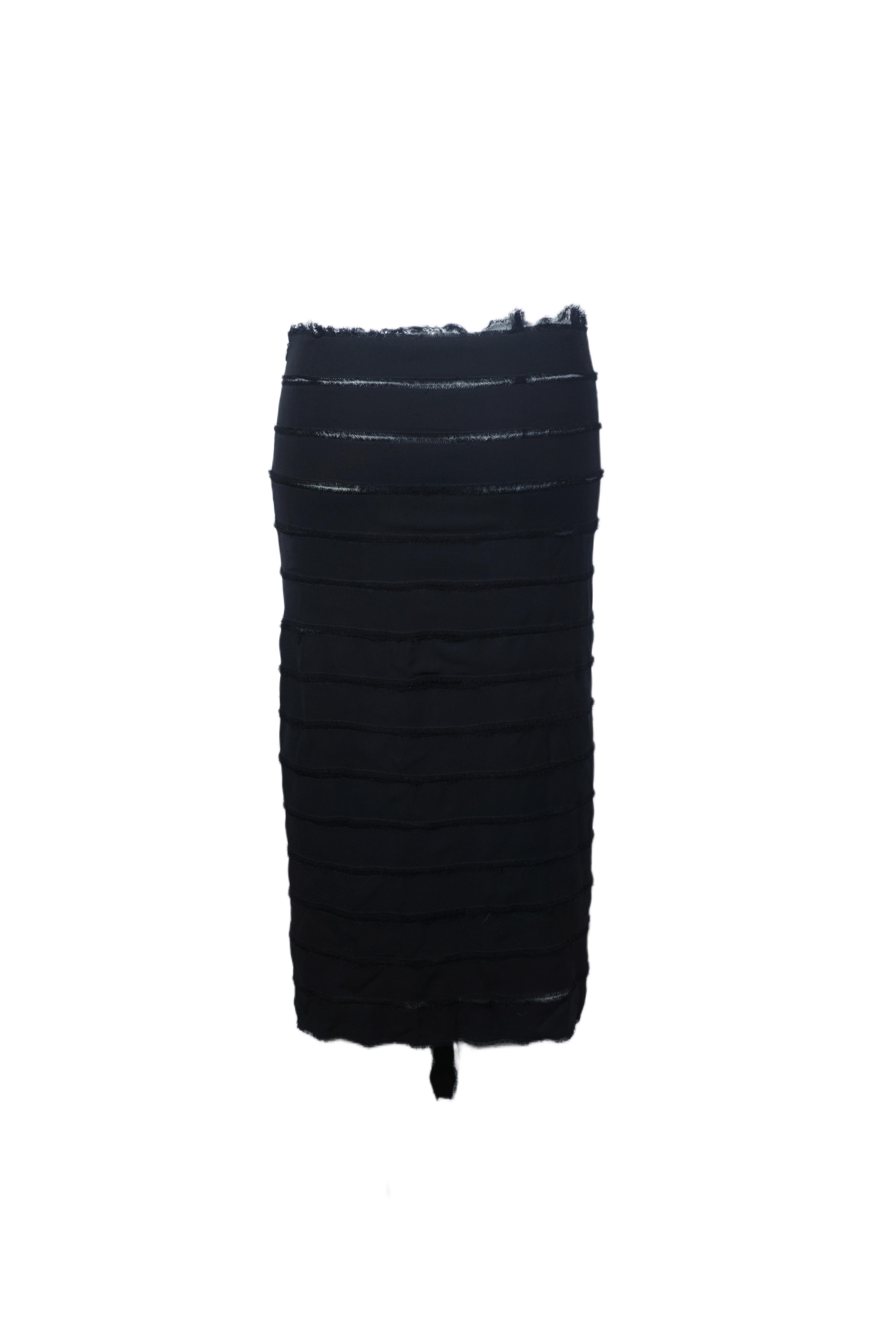 YVES SAINT LAURENT F/W 2002 Schwarzes gerafftes Seidenoberteil x Rock Set im Angebot 6