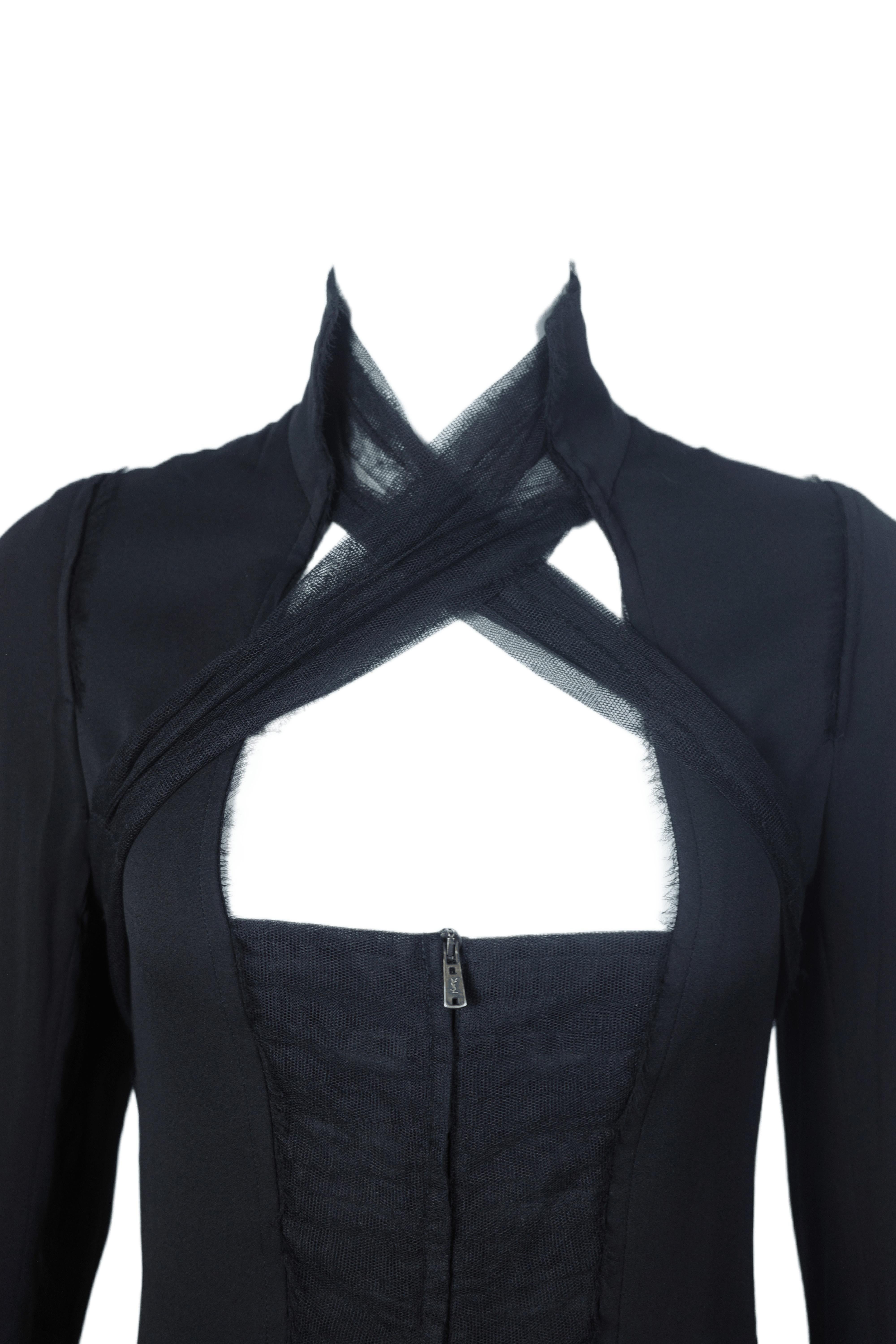 YVES SAINT LAURENT F/W 2002 Schwarzes gerafftes Seidenoberteil x Rock Set im Angebot 7