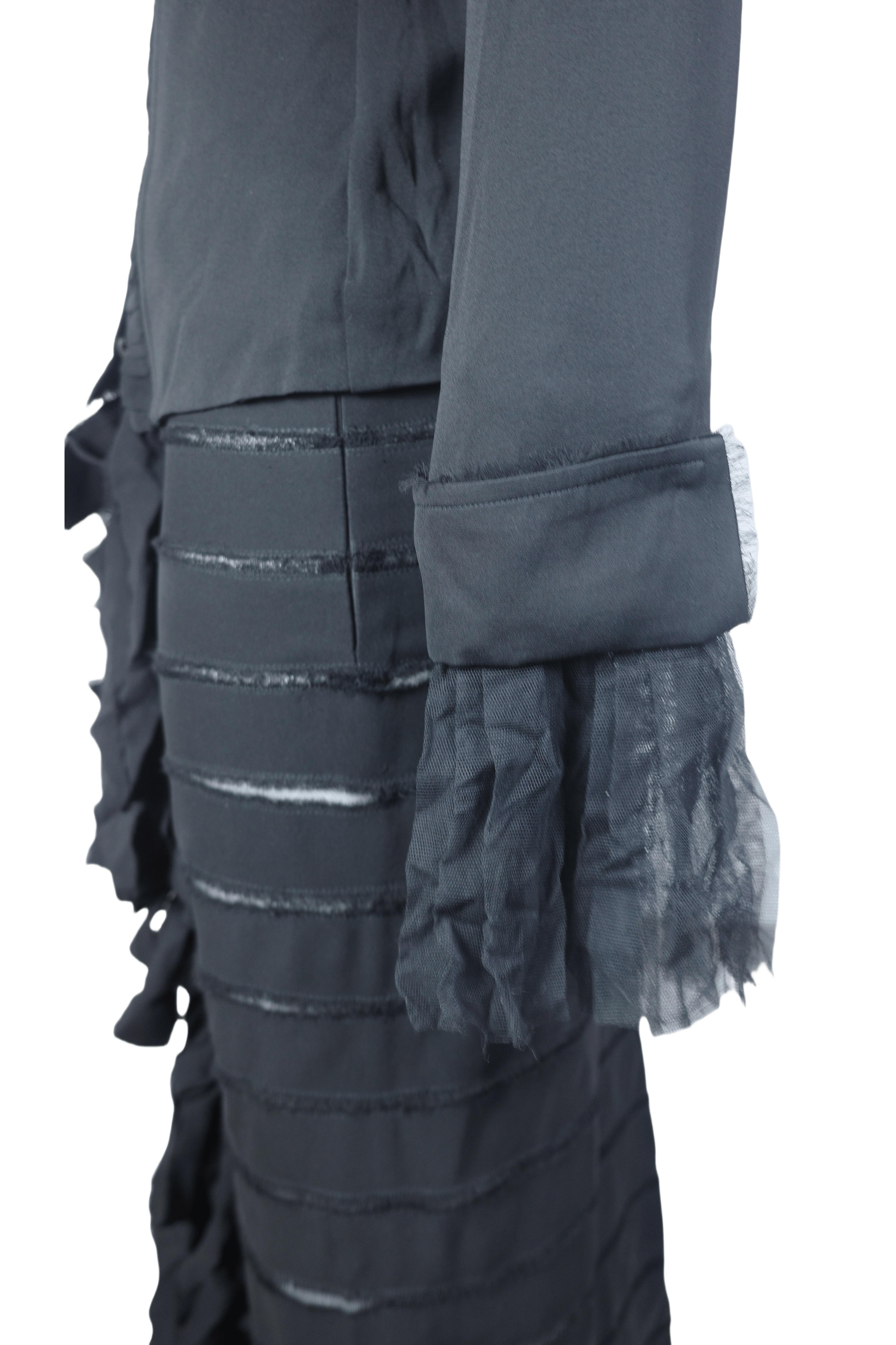 YVES SAINT LAURENT F/W 2002 Schwarzes gerafftes Seidenoberteil x Rock Set im Angebot 10