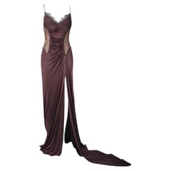 ROBERTO CAVALLI F/w 2006 Abito in pizzo con pannello laterale increspato NWT