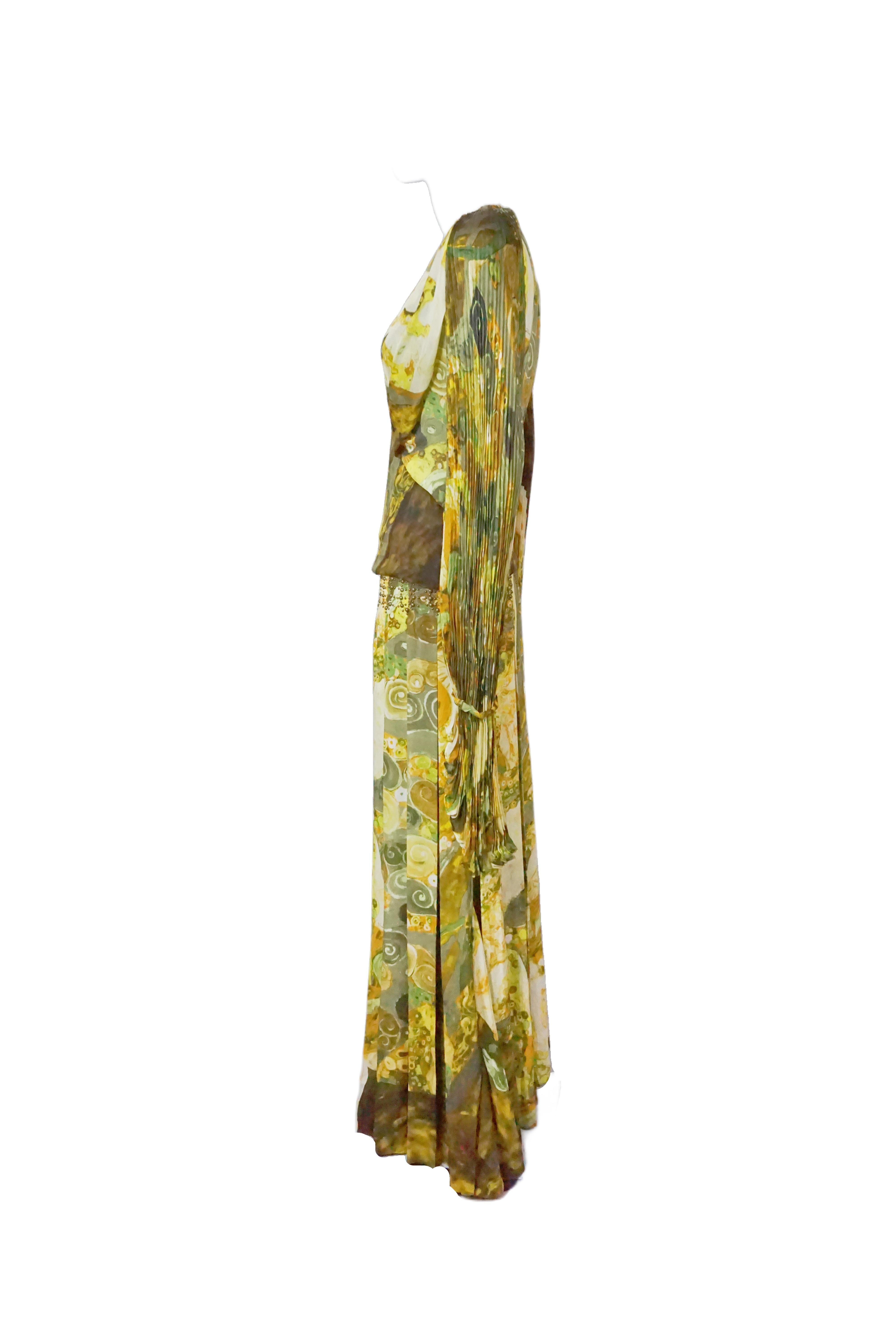 Ensemble deux pièces ROBERTO CAVALLI F/H 2005 GUSTAV KLIMT imprimé Art nouveau en vente 1
