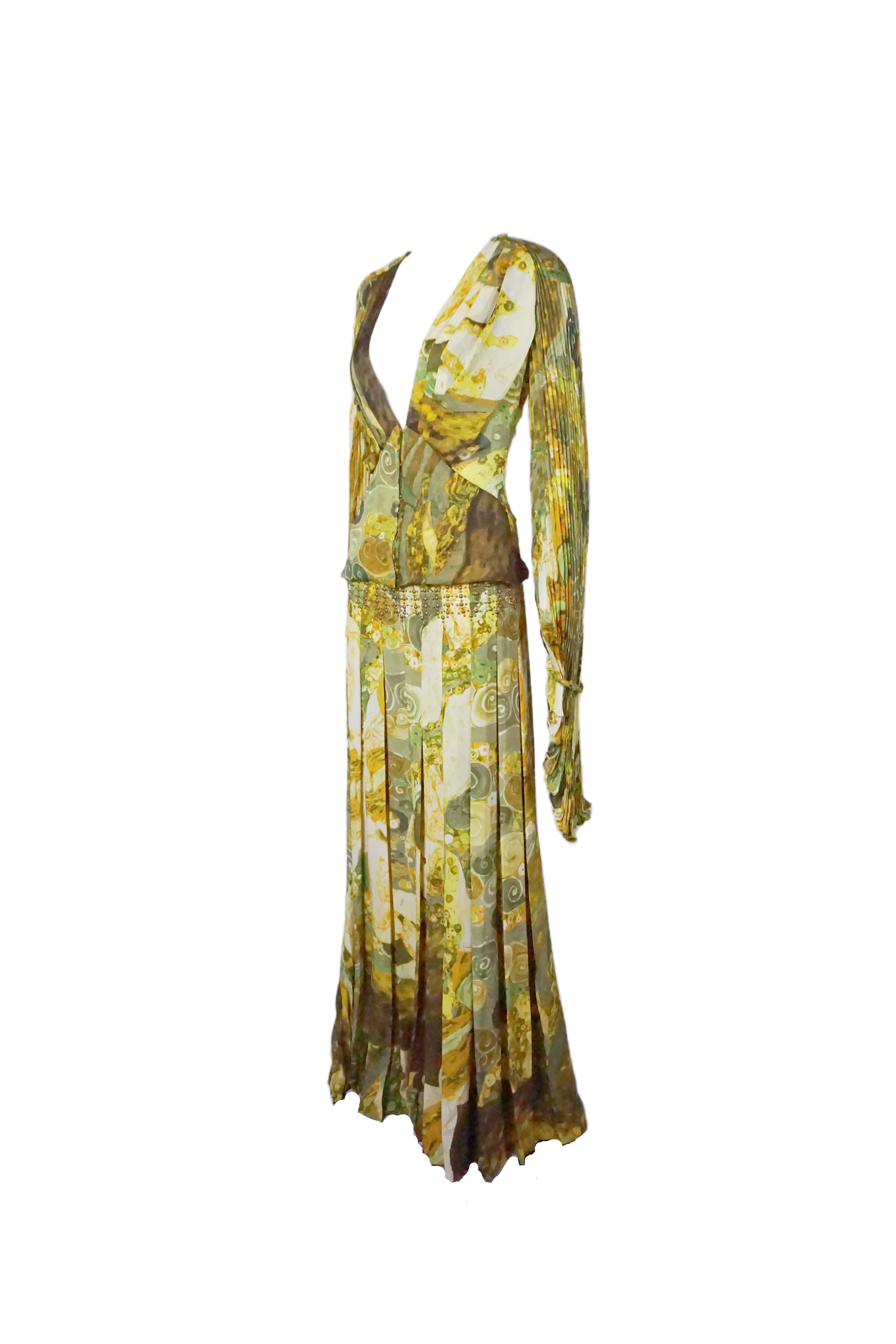 Ensemble deux pièces ROBERTO CAVALLI F/H 2005 GUSTAV KLIMT imprimé Art nouveau Pour femmes en vente