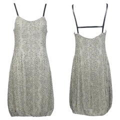 GIORGIO ARMANI F/W 2007 Dove Grey Crystal Embellished Beaded Dress