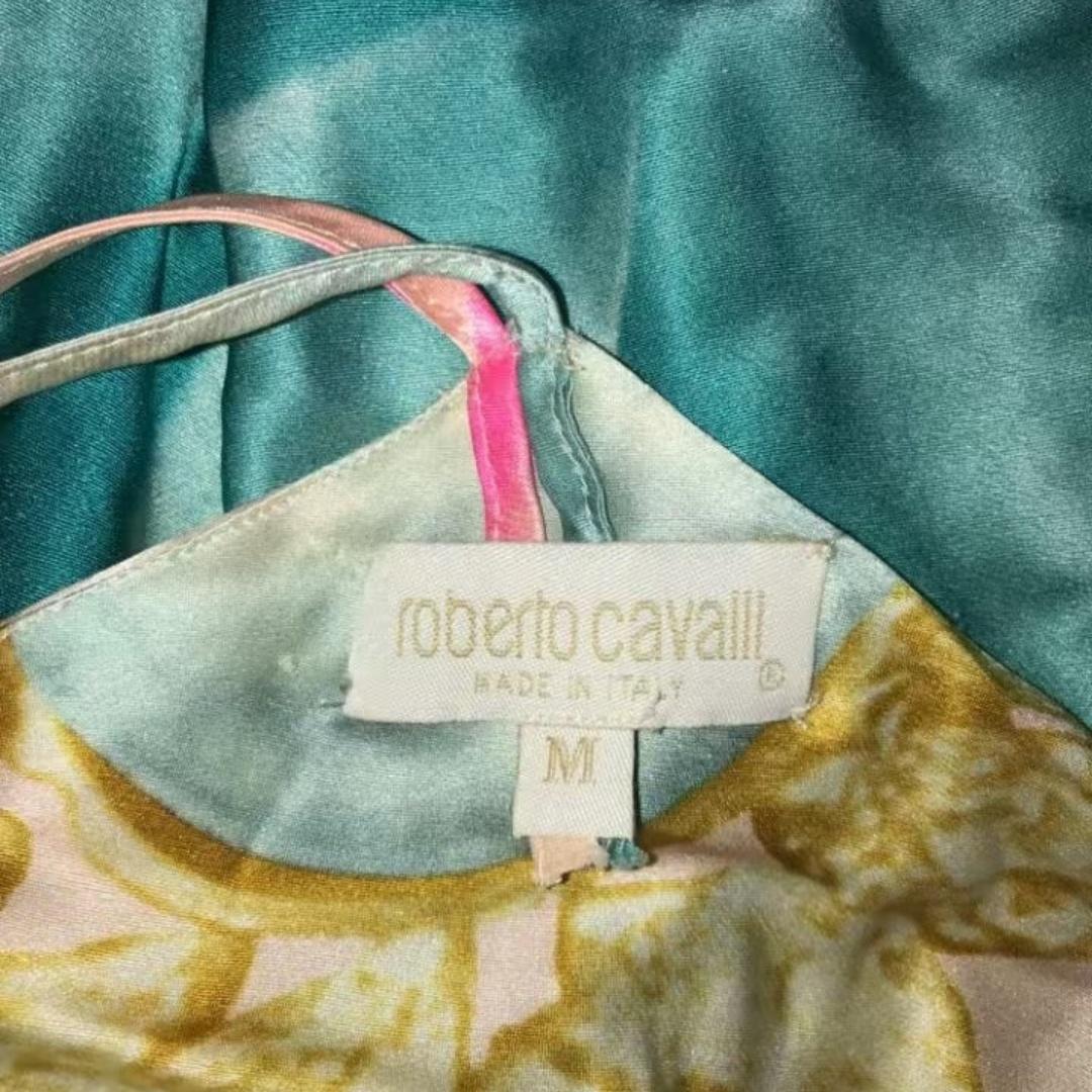 ROBERTO CAVALLI S/s 2001 - Robe drapée en soie bleue avec yeux d'Elizabeth Taylor en vente 7