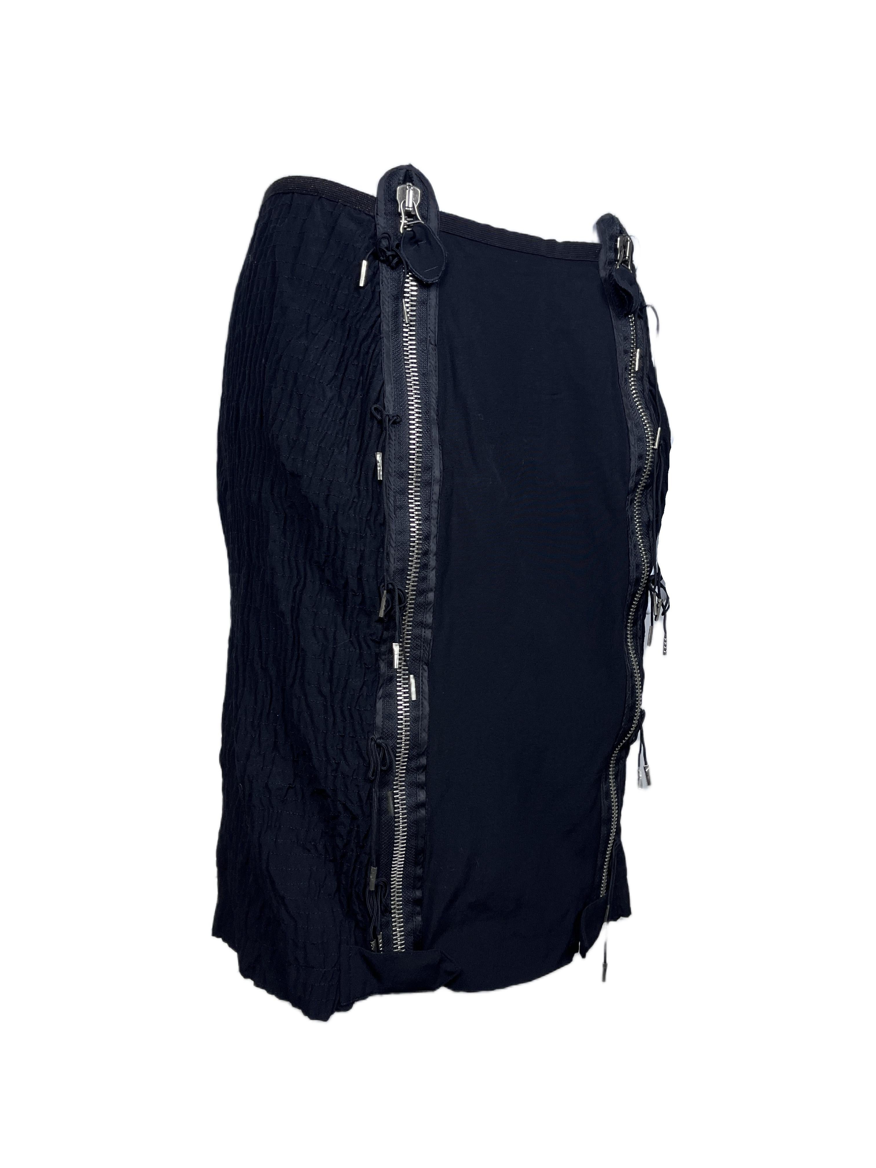 JEAN PAUL GAULTIER F/H 1989 Ensemble jupe découpée à fermeture éclair en velours noir en vente 6
