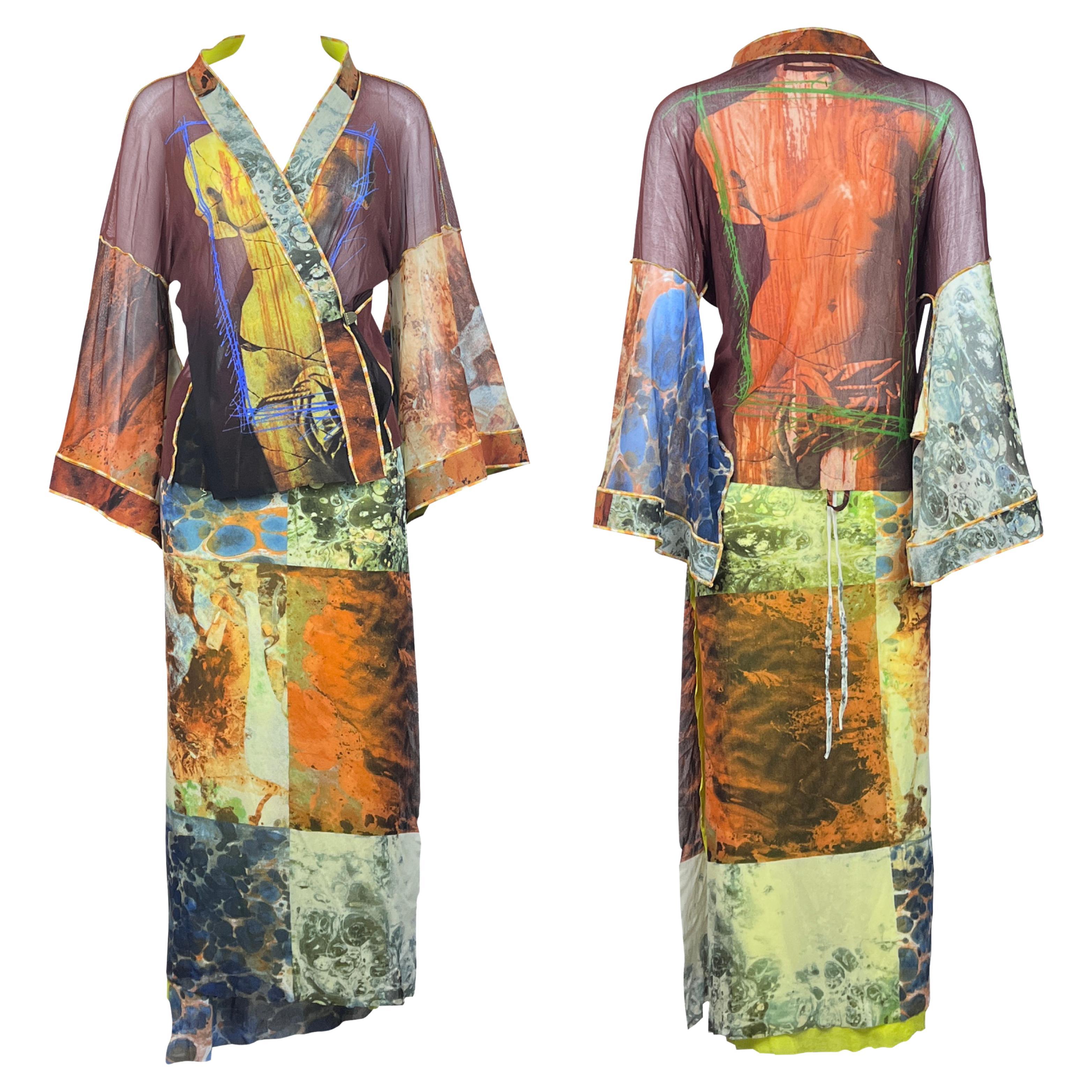 JEAN PAUL GAULTIER S/s 1999 Venus De Milo Set di kimono a rete
