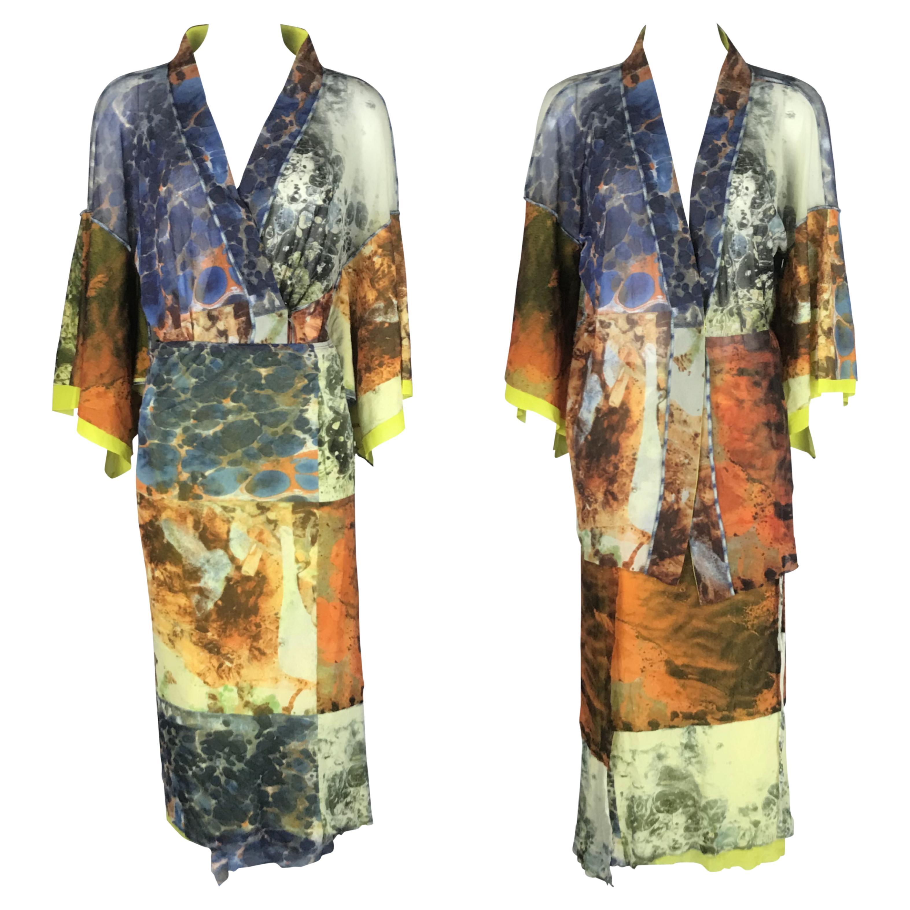 JEAN PAUL GAULTIER S/s 1999 Abstract Bacteria Kimono Mesh Set