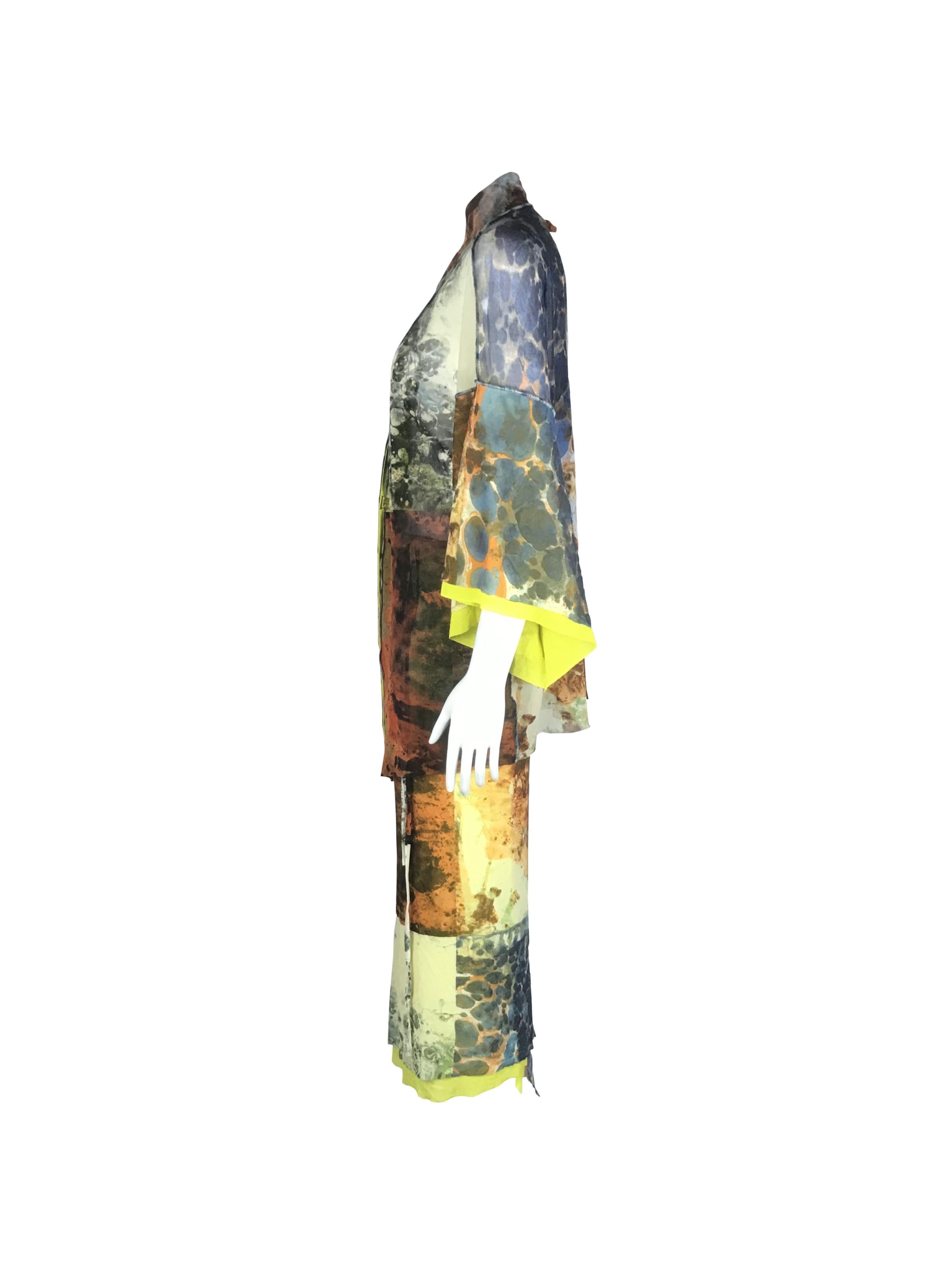 JEAN PAUL GAULTIER S/s 1999 Abstract Bacteria Kimono Mesh Set in vendita 1