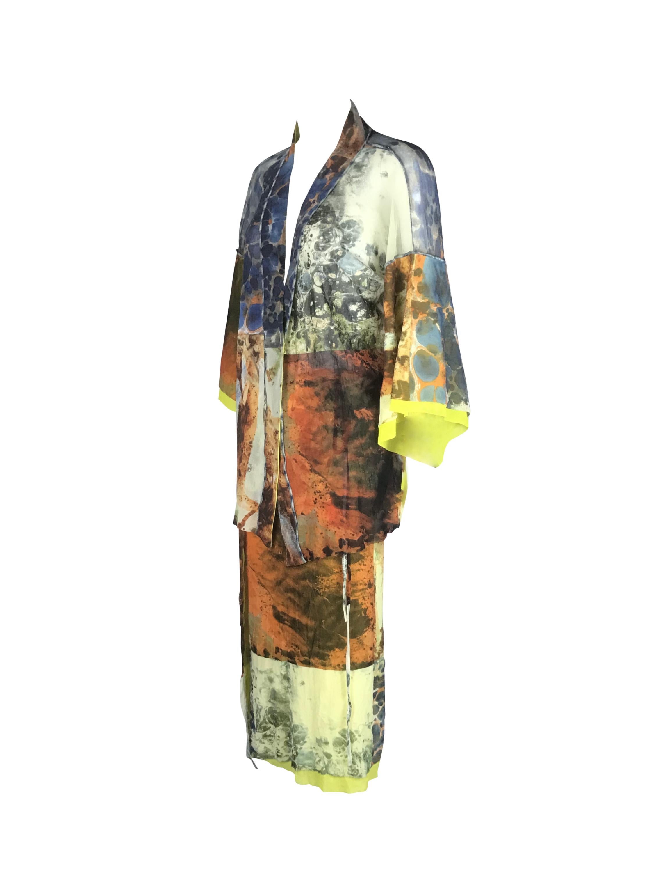Donna JEAN PAUL GAULTIER S/s 1999 Abstract Bacteria Kimono Mesh Set in vendita