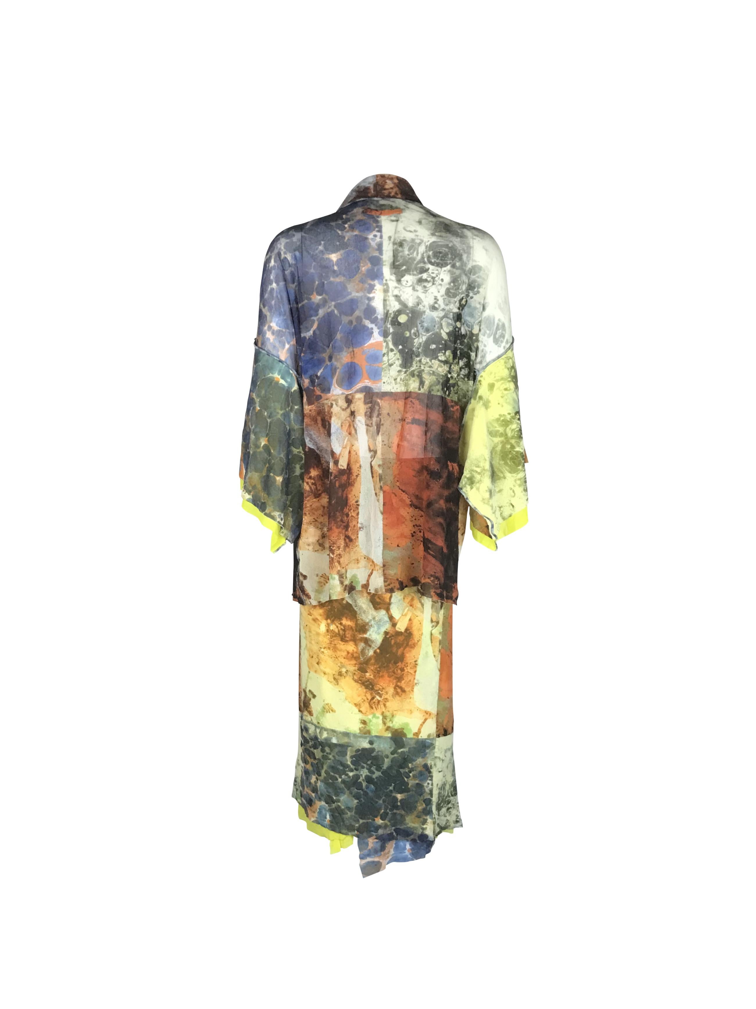 JEAN PAUL GAULTIER S/s 1999 Abstract Bacteria Kimono Mesh Set in vendita 2