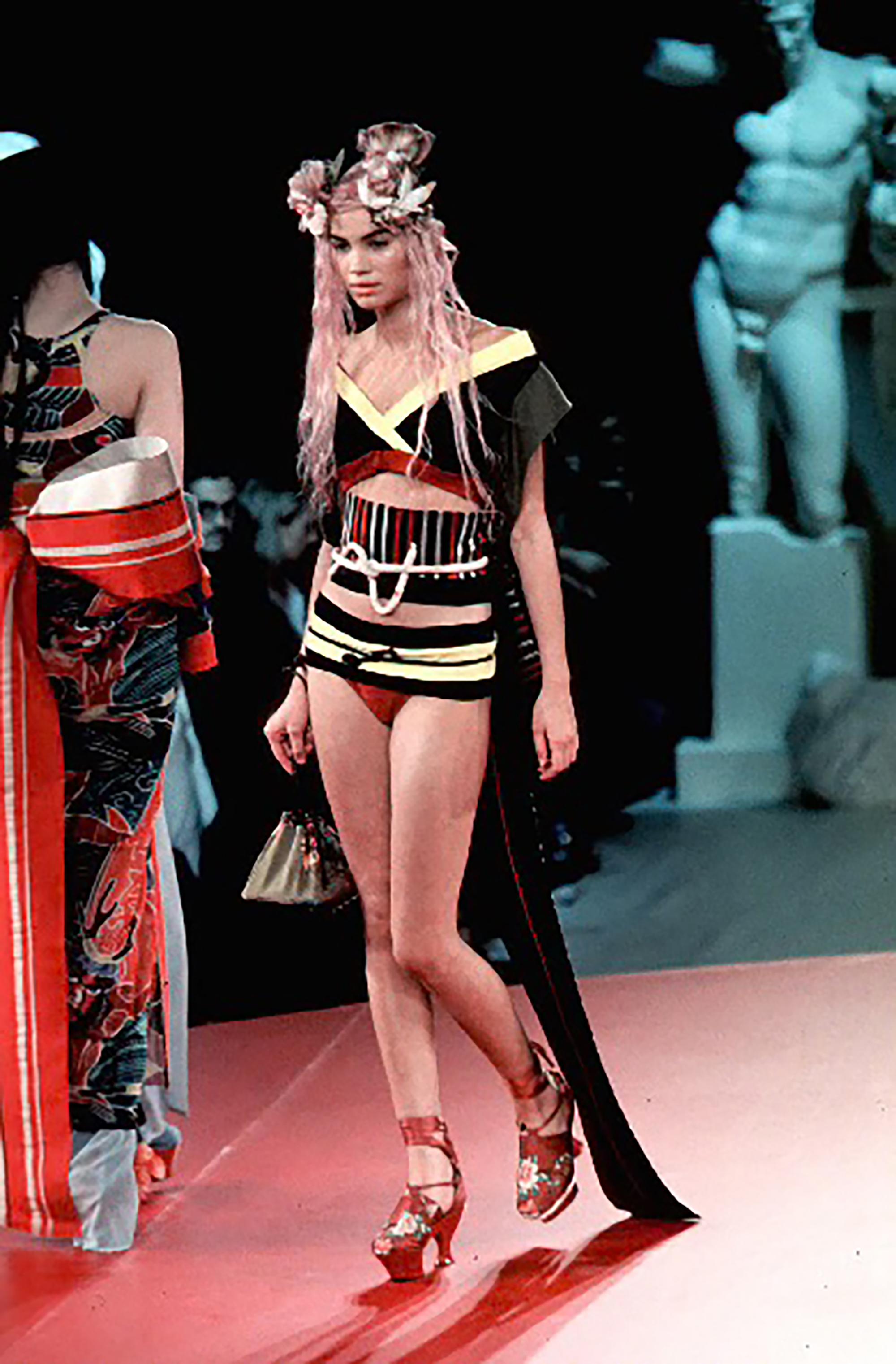 Marrone JEAN PAUL GAULTIER S/s 1999 Abstract Bacteria Kimono Mesh Set in vendita