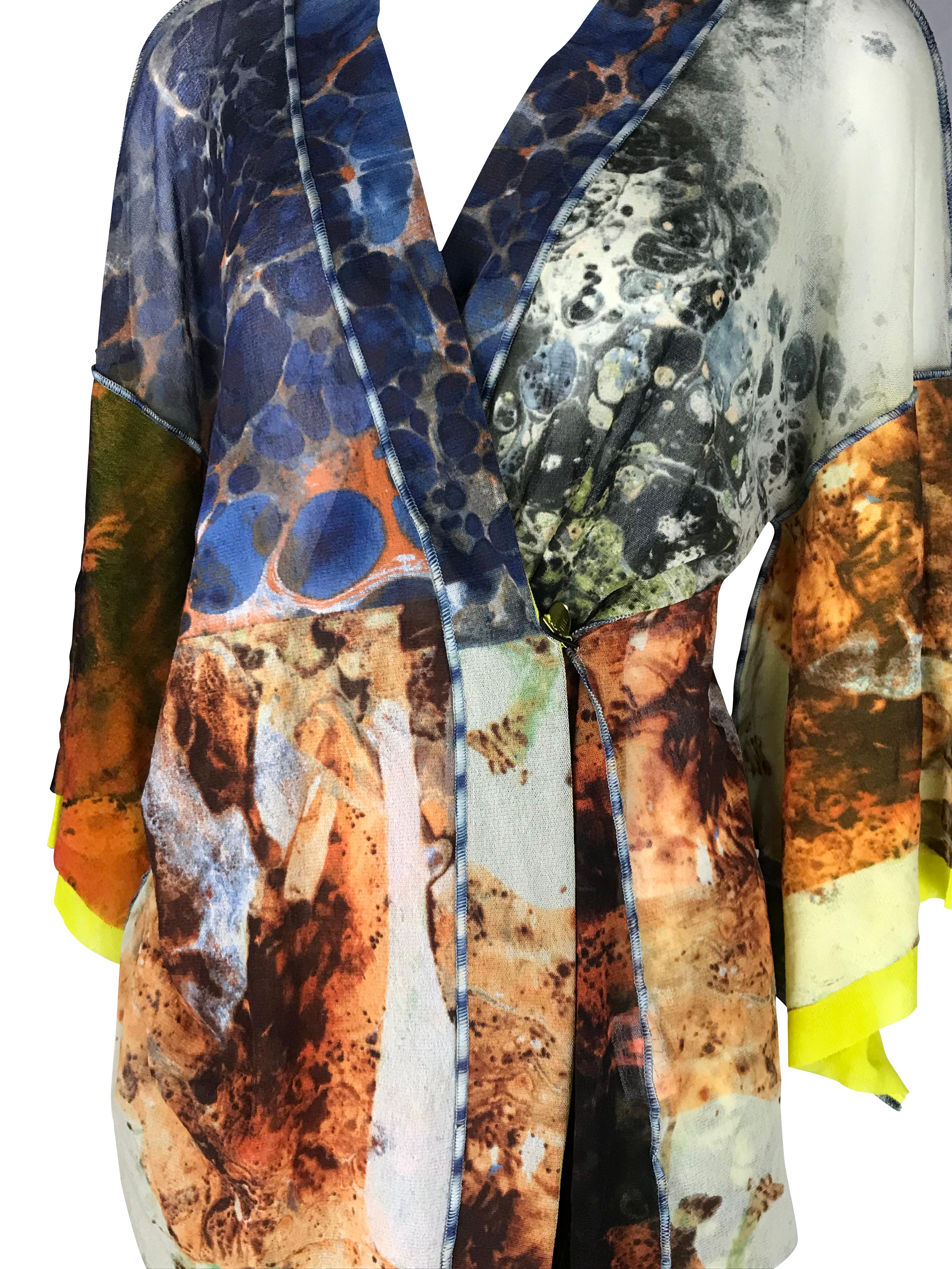 JEAN PAUL GAULTIER S/s 1999 Abstract Bacteria Kimono Mesh Set in vendita 3