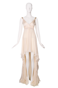 Versace SS2007 Ivory Pleated Silk Chiffon Bridal Grecian Gown 42
