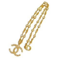 Chanel Vintage Collar de Cadena de Cristal CC Oro
