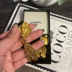 CHANEL Vintage Tassel Letters & Chain Drop Earrings