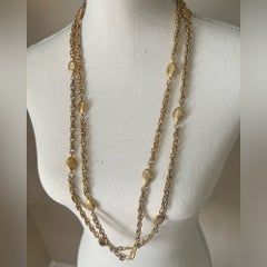 CHANEL Vintage Gold "CHANEL" Nugget Station Necklace