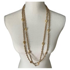 CHANEL Vintage Gold "CHANEL" Nugget Station Necklace
