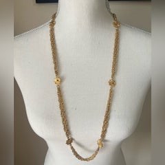 CHANEL Gold Vintage CC Logo Long Station Necklace