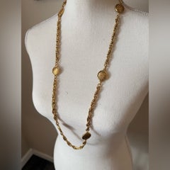 CHANEL Vintage Rue Cambon Gold Coin Long Station Necklace