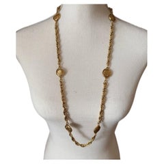 CHANEL Vintage Rue Cambon Gold Coin Long Station Necklace