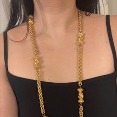 CHANEL Vintage Gold Station Chain Long Necklace