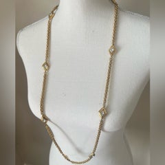 CHANEL Vintage Gold & Crystal Station Necklace