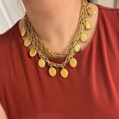 Chanel Vintage Gold Namesake Charm Multi Strand Collar Necklace