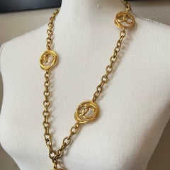 Chanel Vintage Gold CC Logo Long Necklace