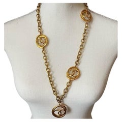 Chanel Vintage Gold CC Logo Long Necklace