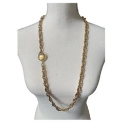 CHANEL Vintage Gold Rue Cambon Medallion Chain Necklace