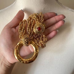 Chanel Vintage Gripoix Gold Pendant Necklace