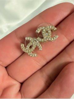 Pendientes de botón CHANEL Mini Gold CC Crystal
