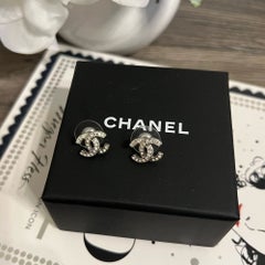 CHANEL Classic CC Silver Mini Stud Earrings