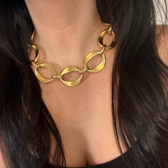 CHANEL Vintage 24k Gold Plated Chain Link Choker